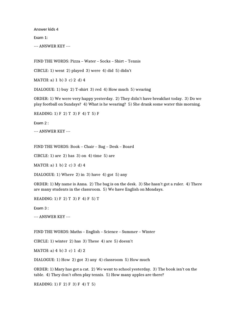 Answer Kids 4 | PDF