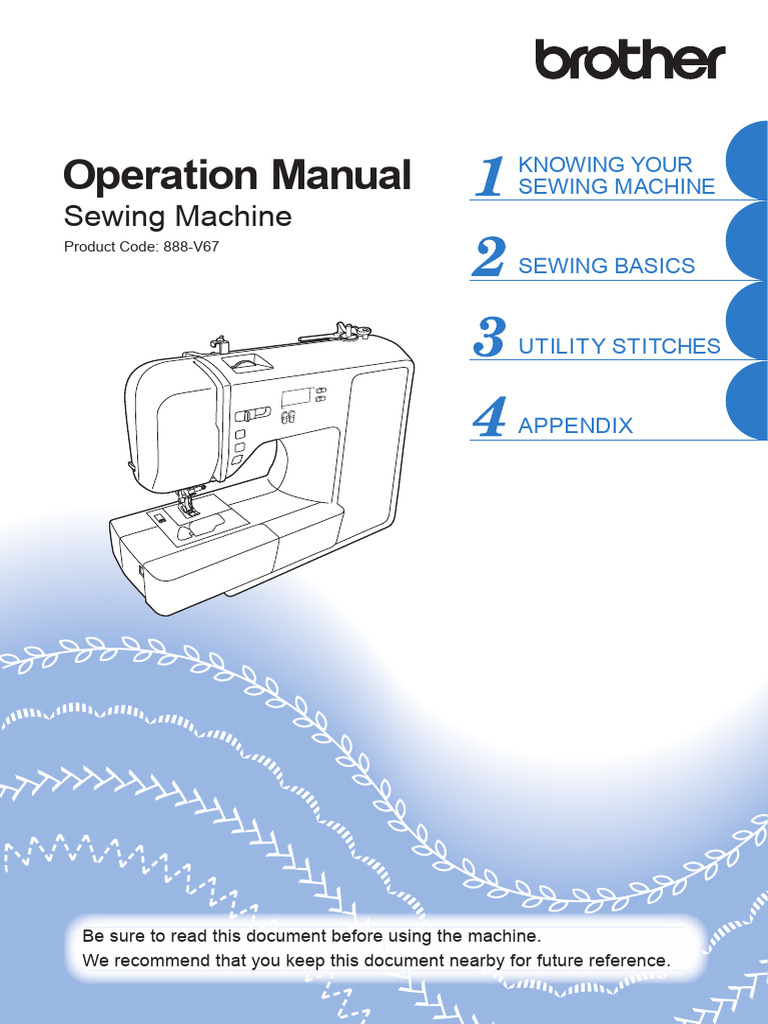 Ce 8100 Om 03 en | PDF | Sewing Machine | Sewing