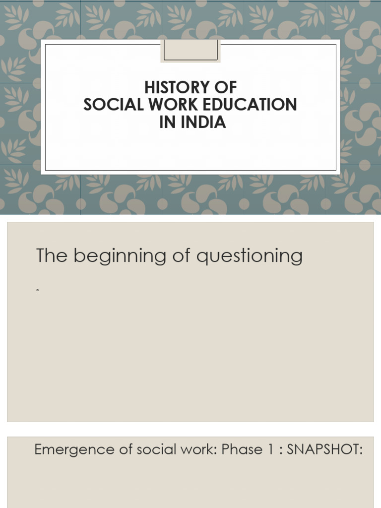 Evolution of Social Work Education in India | PDF | Social Work ...