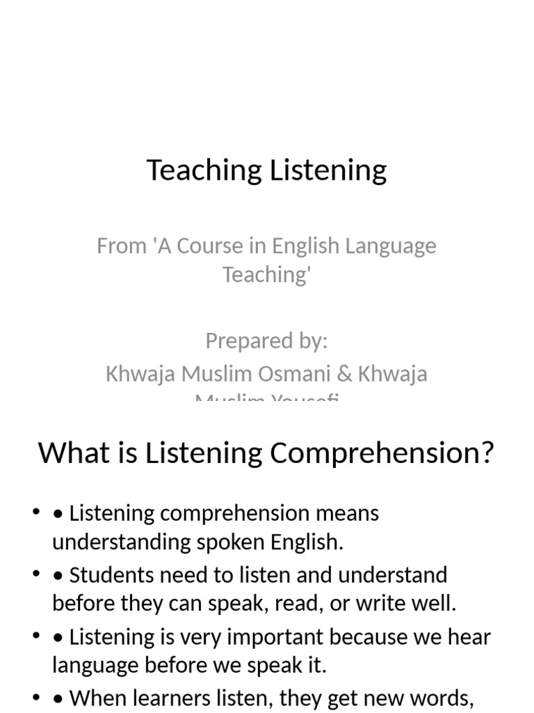 Enhancing Listening Comprehension Skills | PDF