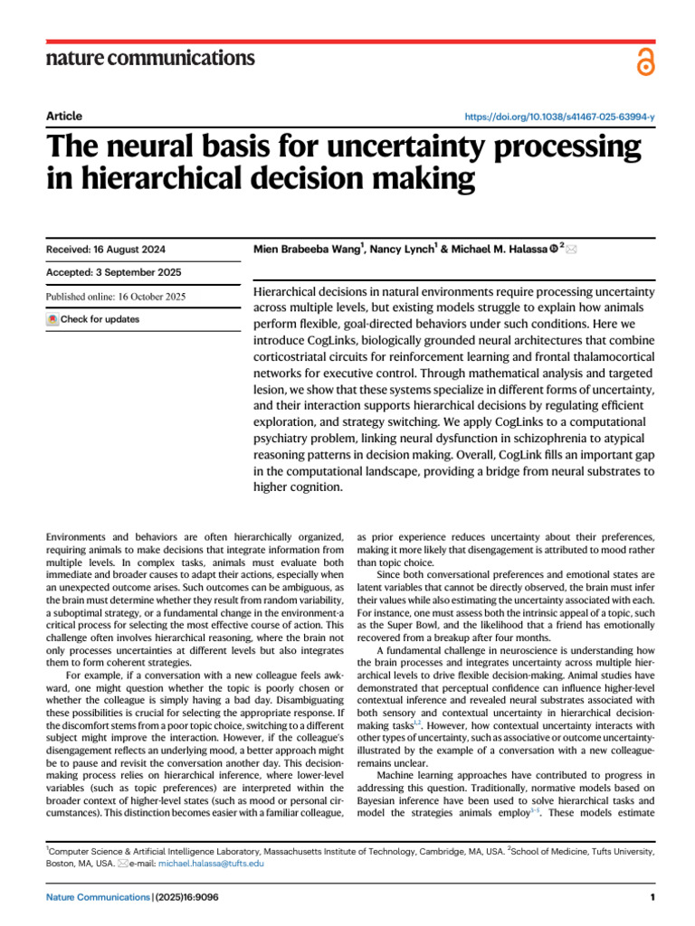 Neural Basis of Uncertainty in Decisions | PDF | Decision Making | Brain