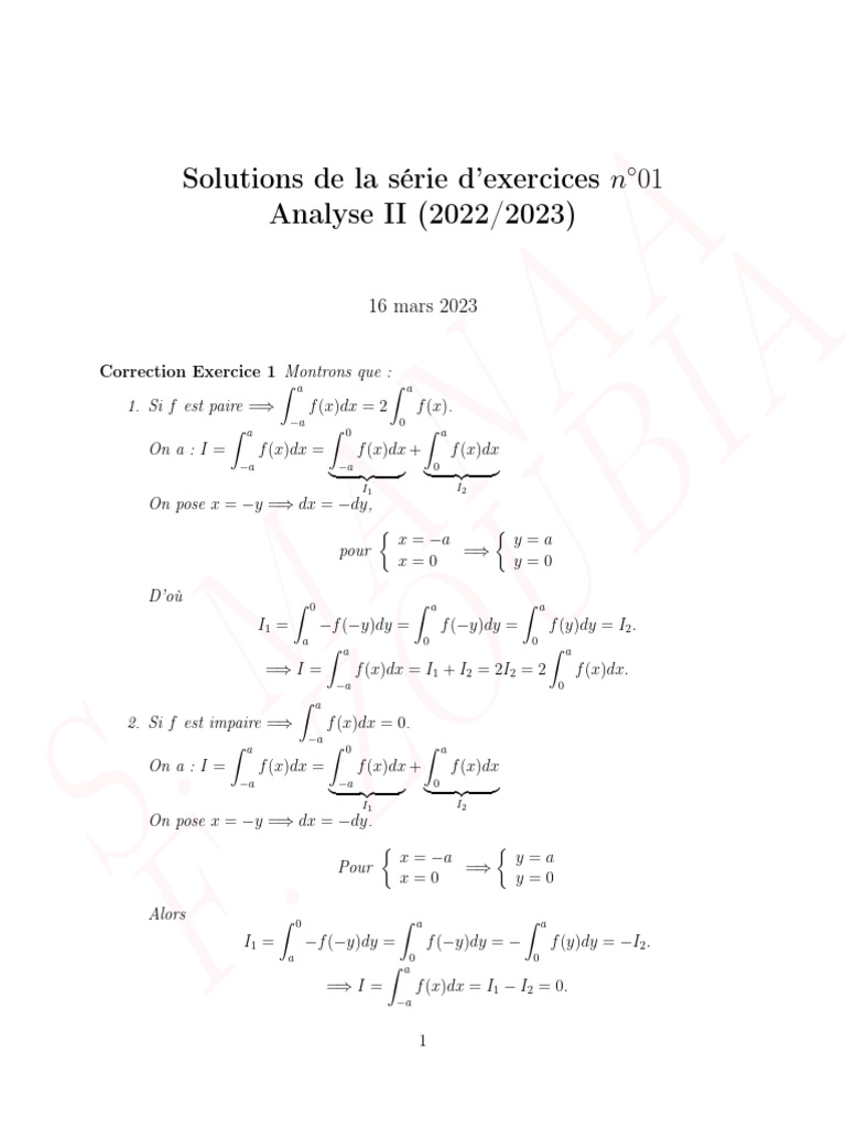 Corrections Exercices Analyse II 2023 | PDF | Algèbre générale ...