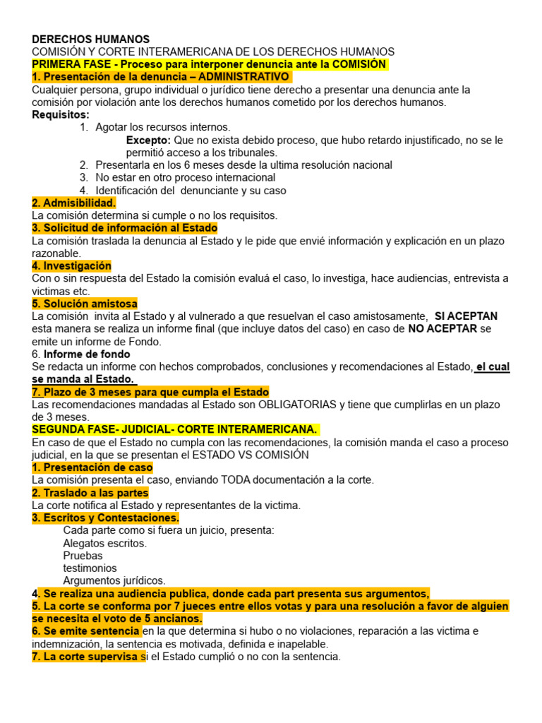 Proceso de Denuncia ante la CIDH | PDF | Derechos humanos | Justicia