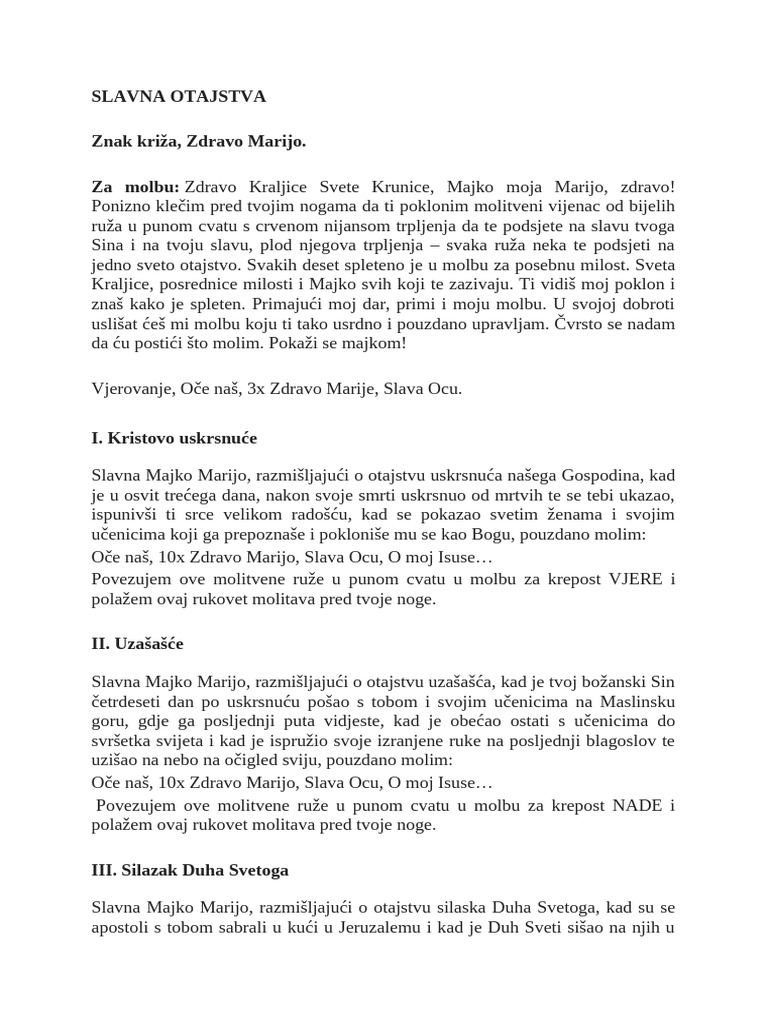 Slavna Otajstva - Molba | PDF