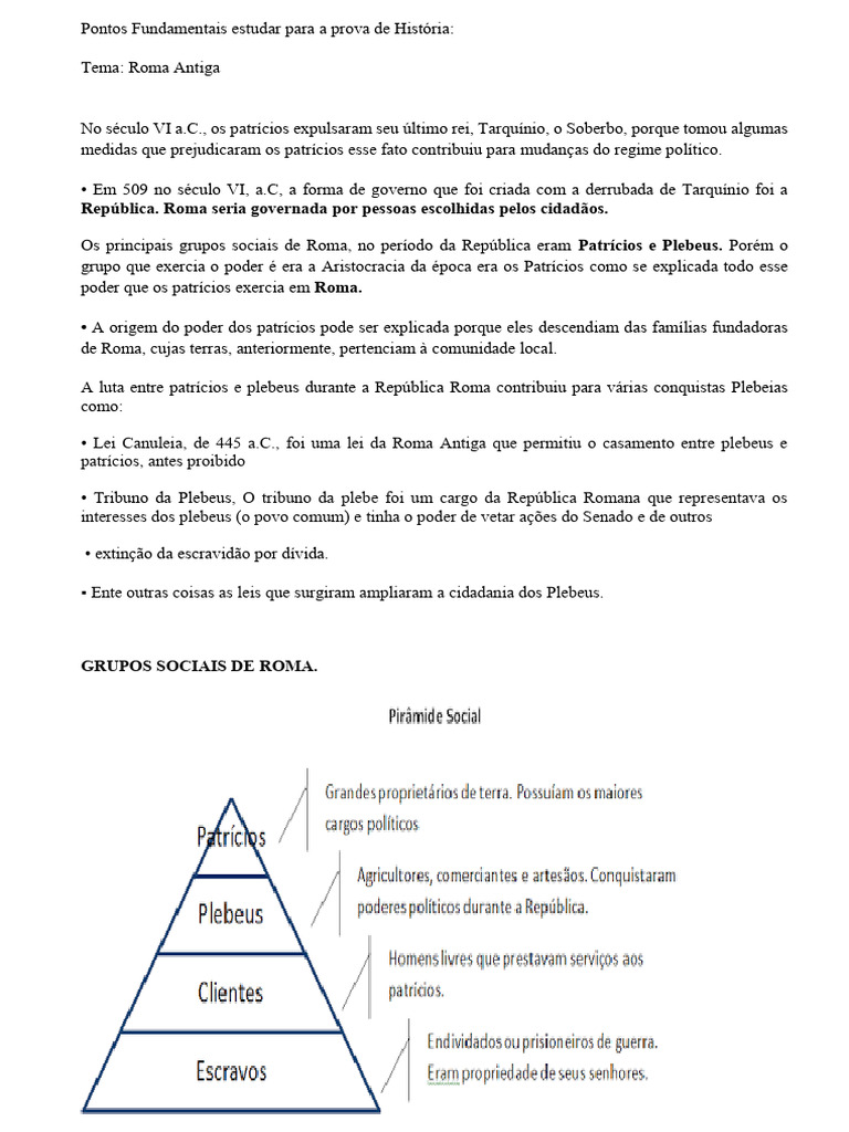 Grupos Sociais na Roma Antiga | PDF