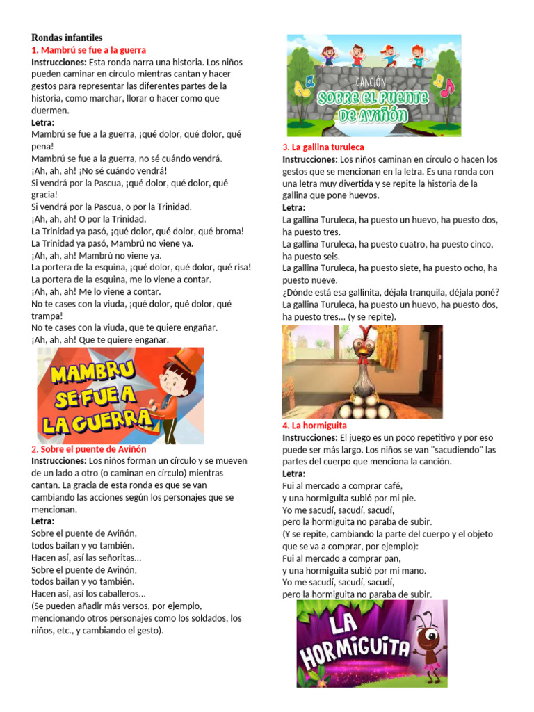 Rondas Infantiles para Jugar y Cantar | PDF