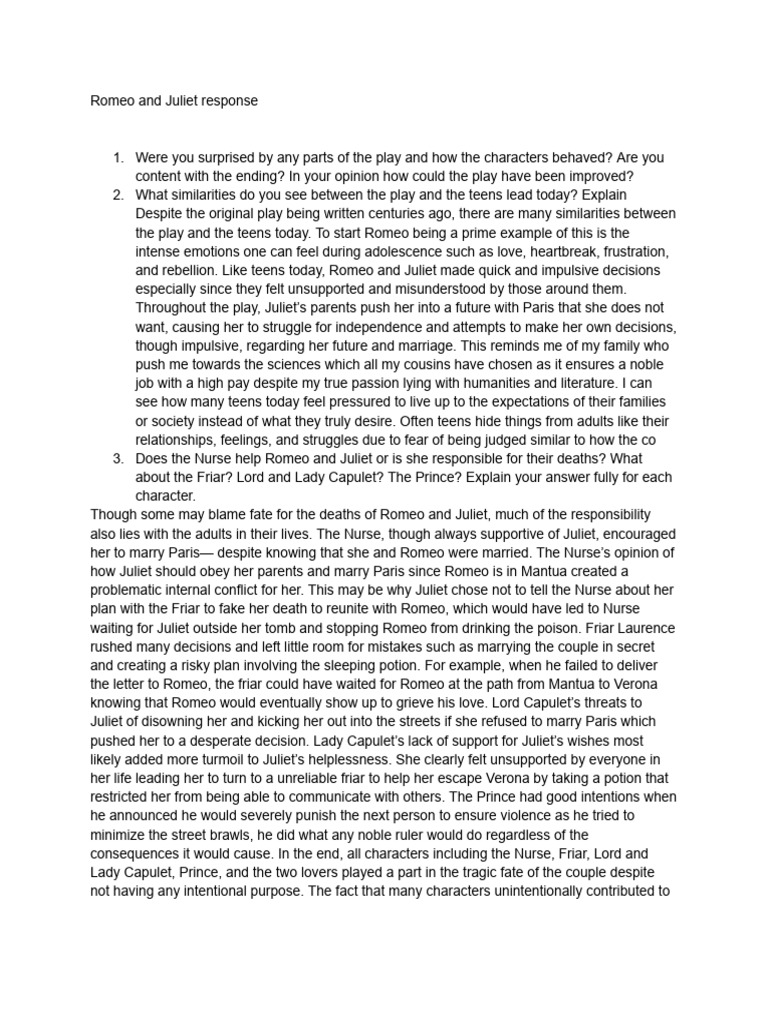Romeo and Juliet Examining Shakespeare | PDF | Characters In Romeo And ...