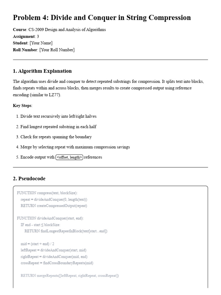 String Compression Algorithm Overview | PDF | Computing | Computer Science