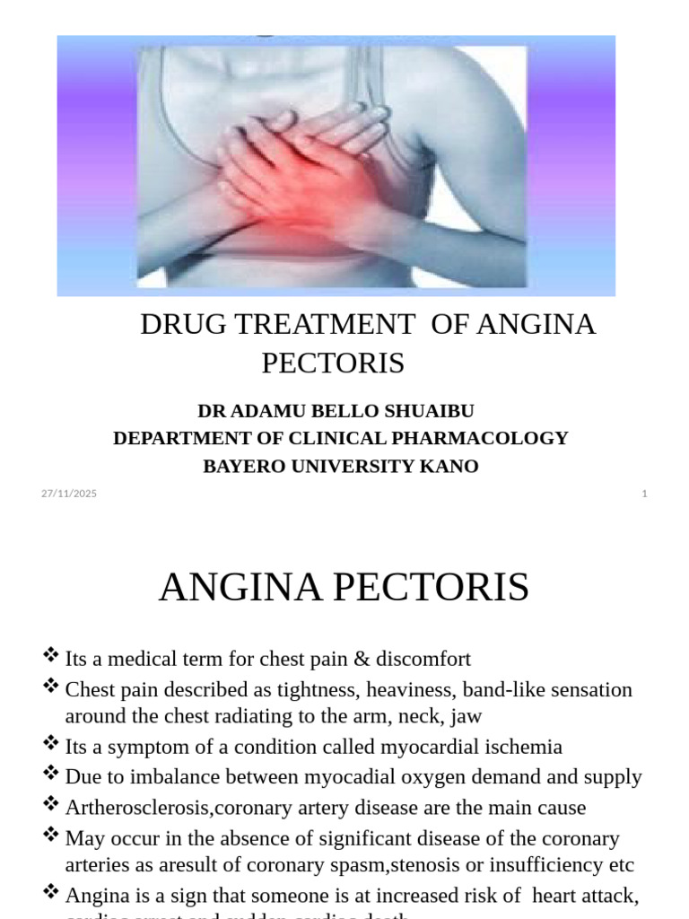 Angina Pectoris Drug Treatment Guide | PDF | Myocardial Infarction ...