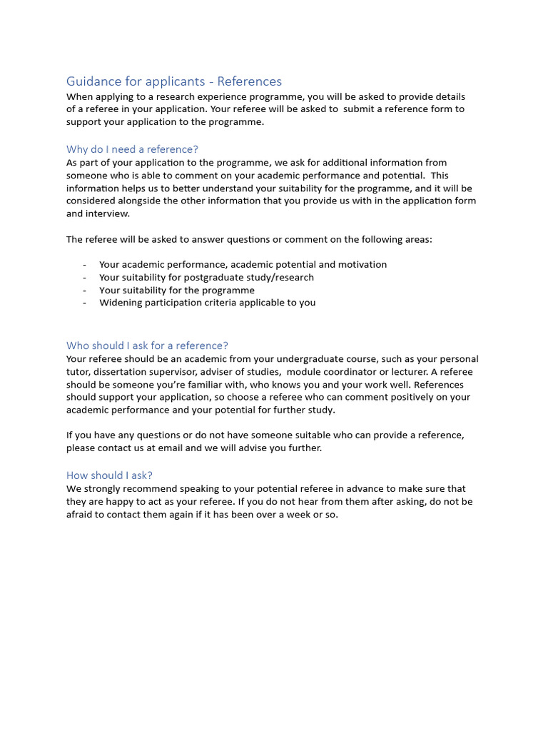 Guidance For Applicants On References - Epls-1 | PDF | Thesis