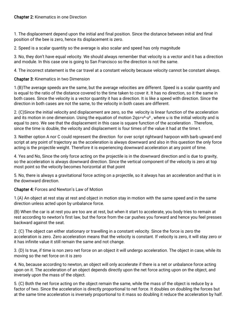Physics Chapter 2-6 Activity Answer | PDF | Acceleration | Rotation ...