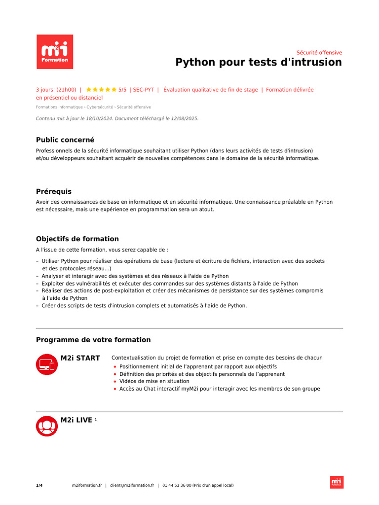 Formation Python pour tests d'intrusion | PDF | Python (Langage de ...
