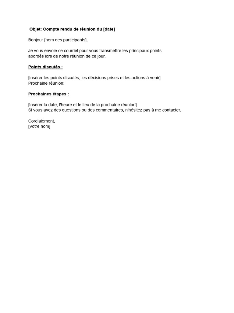 Modèle de Compte Rendu de Réunion Par Email | PDF