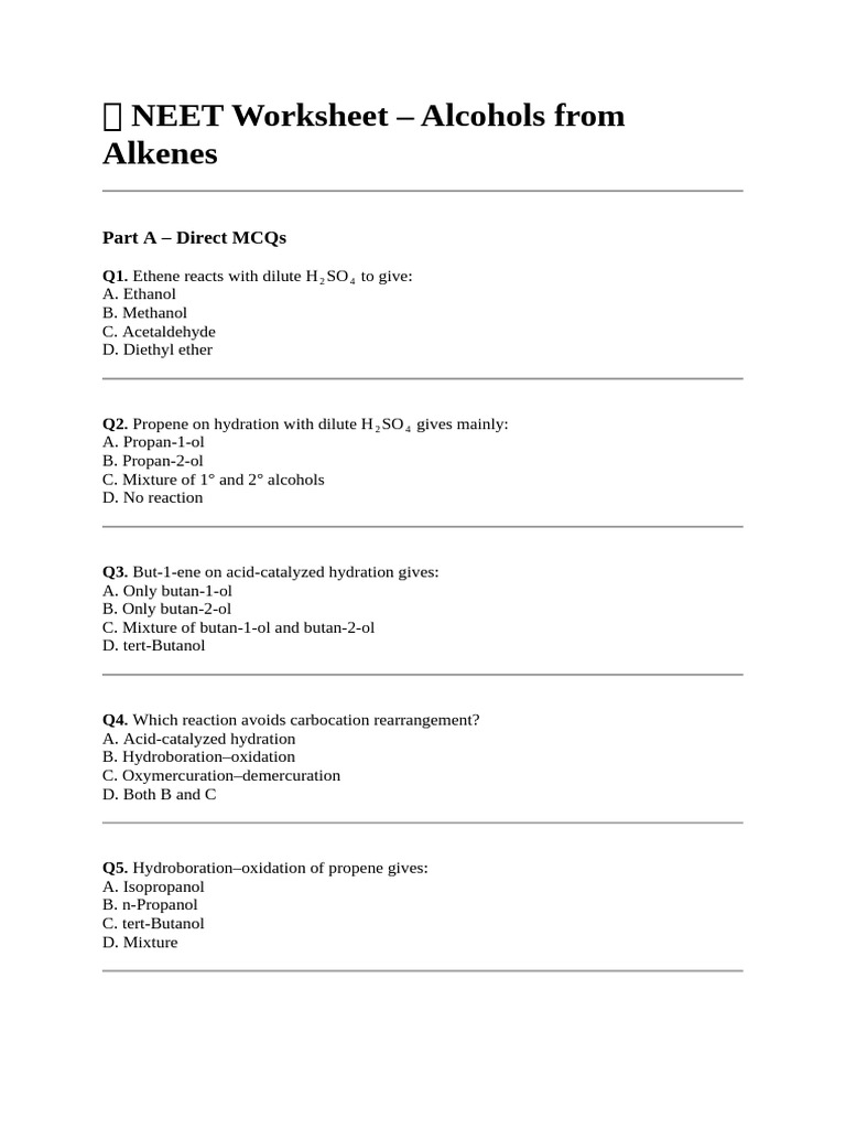 ? NEET Worksheet | PDF | Chemical Substances | Organic Chemistry