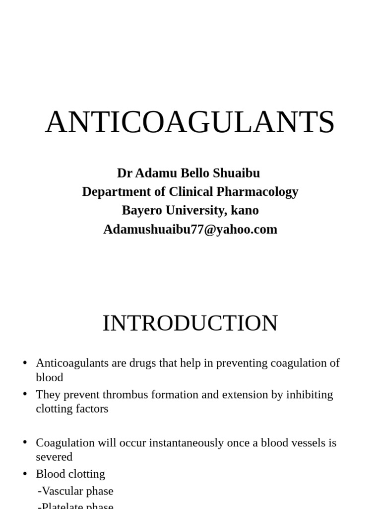 Overview of Anticoagulants and Their Mechanisms | PDF | Coagulation ...