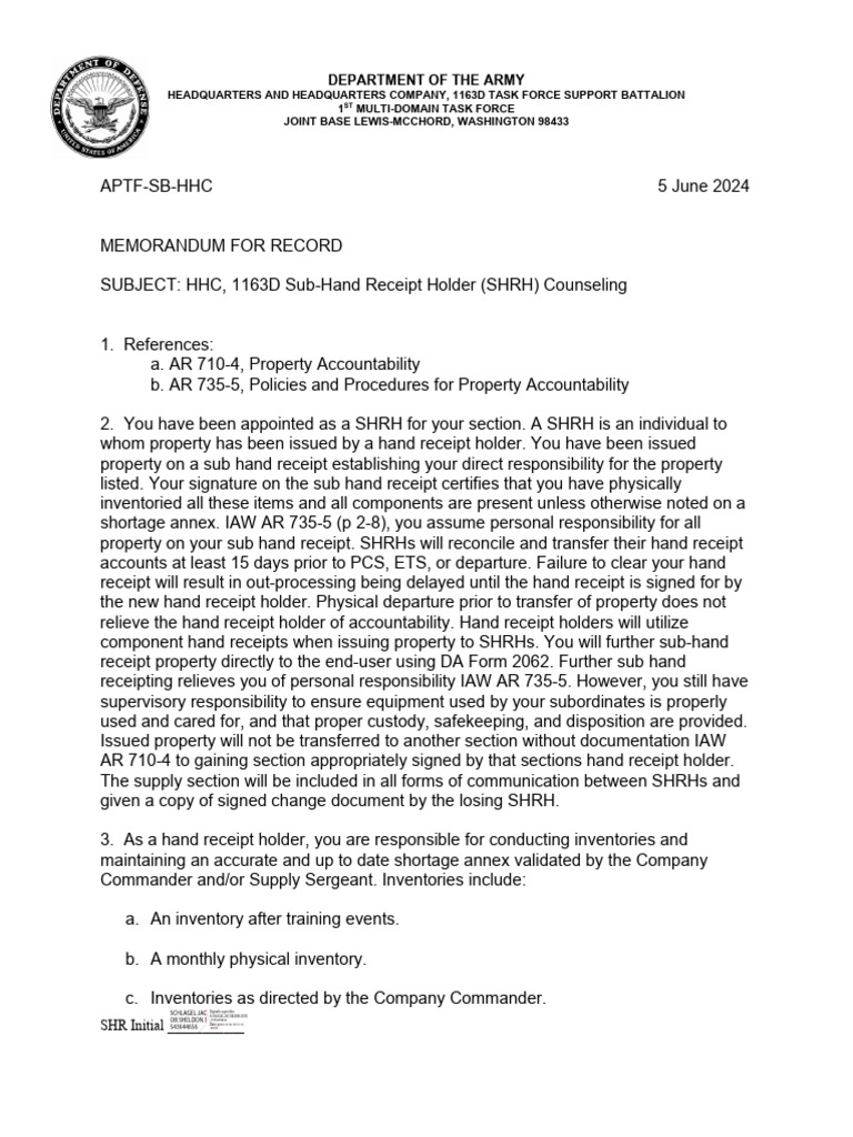 HHC 1163D SHRH Counseling Guidelines | PDF