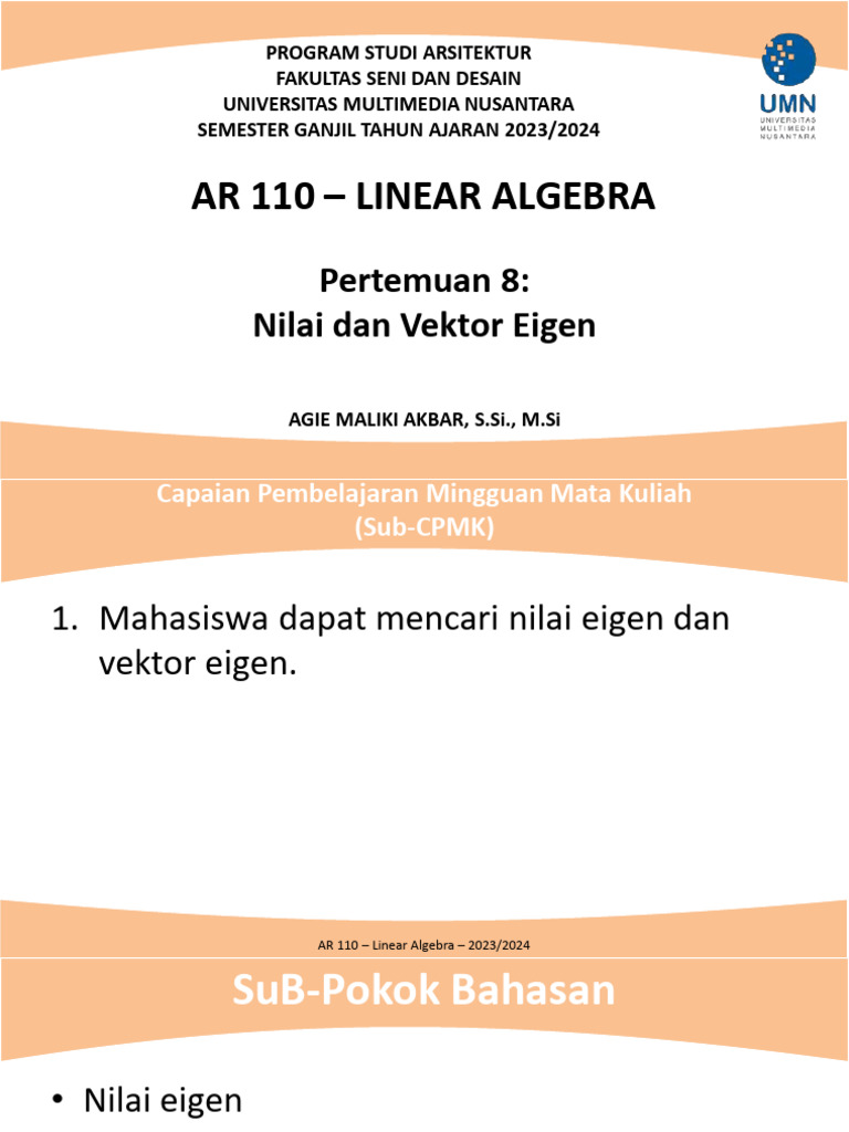 Nilai dan Vektor Eigen dalam Aljabar Linear | PDF