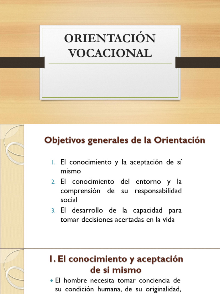 Orientación Vocacional: Autoconocimiento y Decisiones | PDF ...