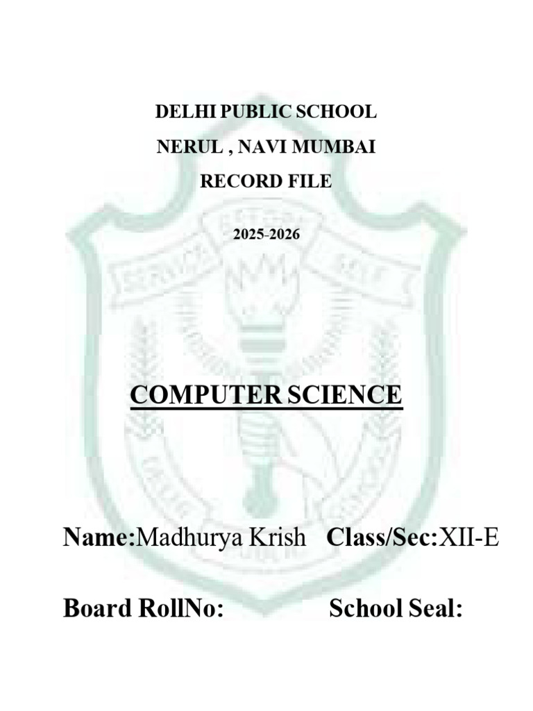 Computer Science Practical Record 2025-26 | PDF | String (Computer ...