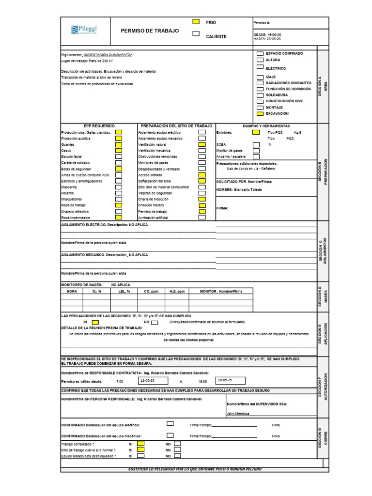 PT Obra Civil Excavación 19 - 25 | PDF | Soldadura | Construcción
