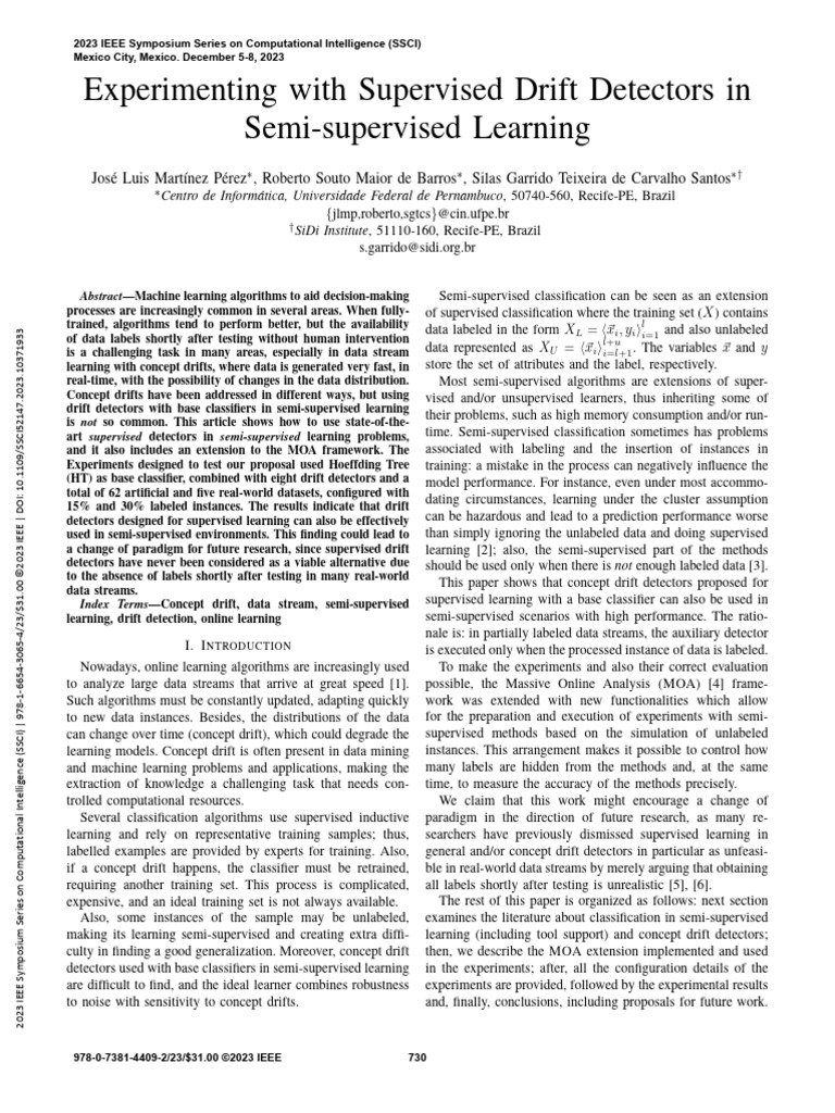 Supervised Drift Detectors in Semi-Supervised Learning | PDF | Software ...
