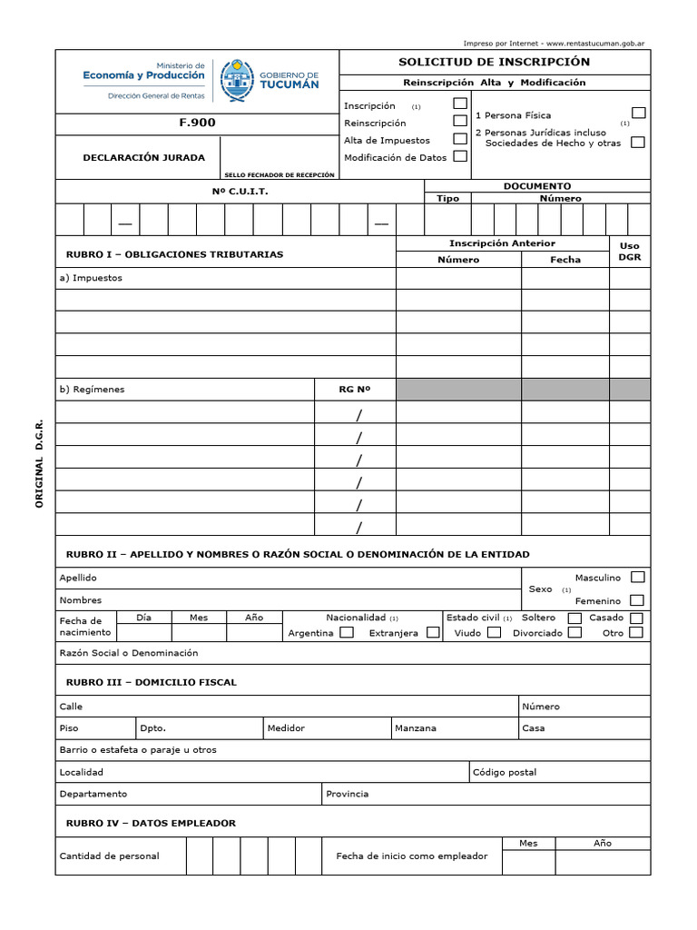 Solicitud de Inscripción D.G.R. | PDF