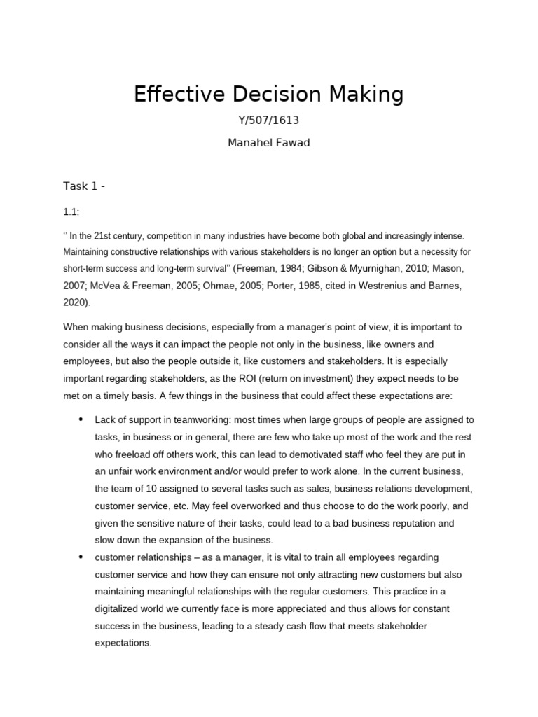 Strategies for Effective Business Decision-Making | PDF | Customer ...