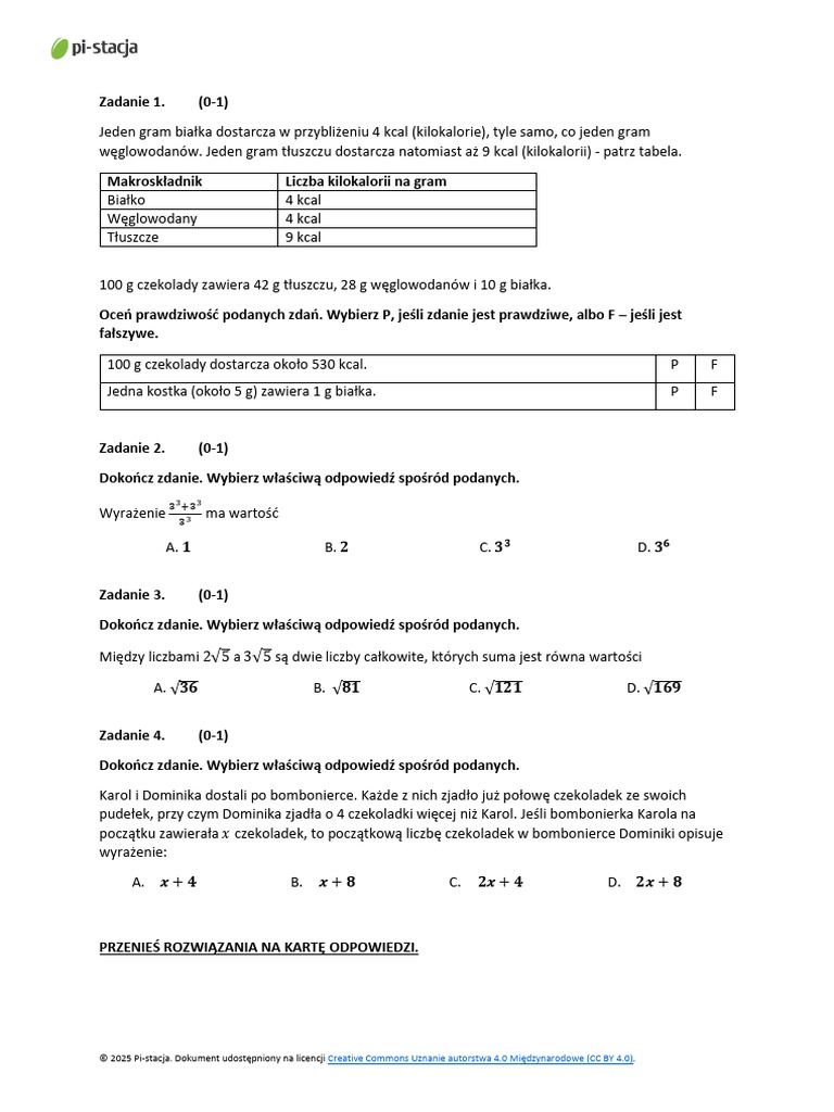 Probna 8klasa 2025 Arkusz Removed | PDF