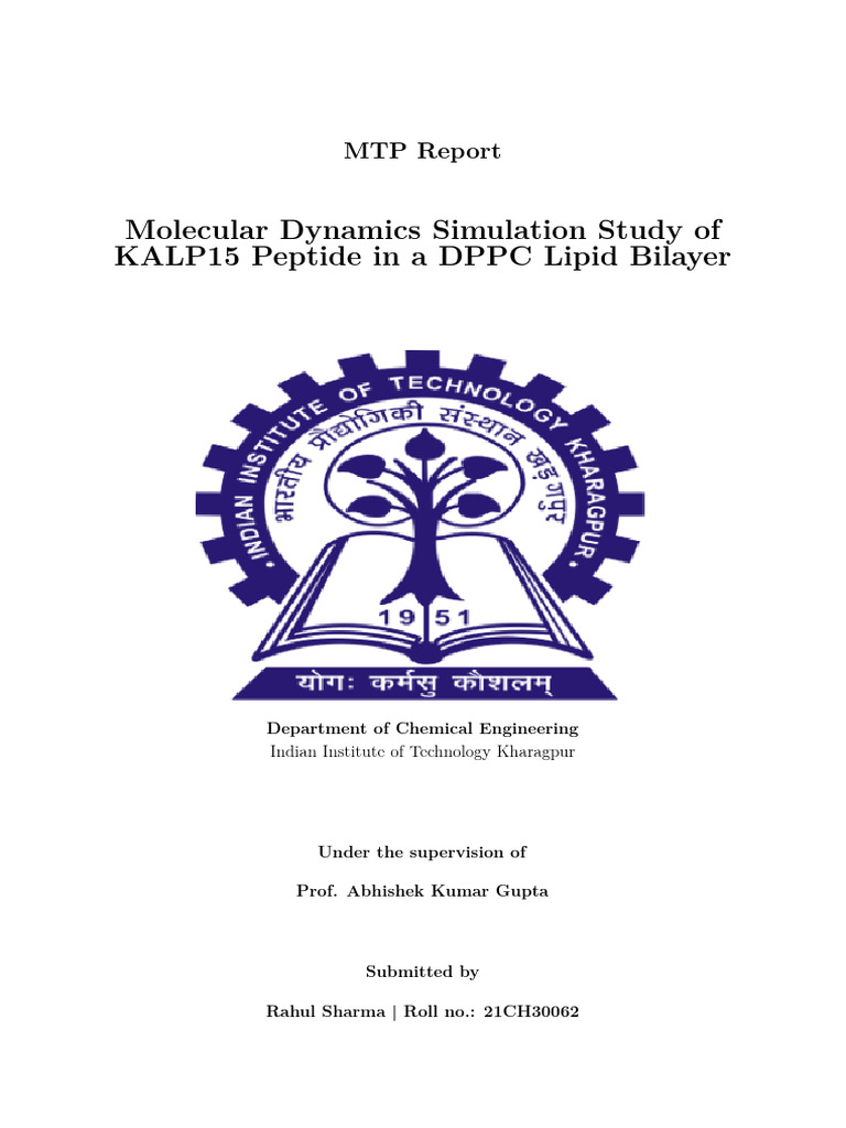MTP Report | PDF | Cell Membrane | Lipid Bilayer