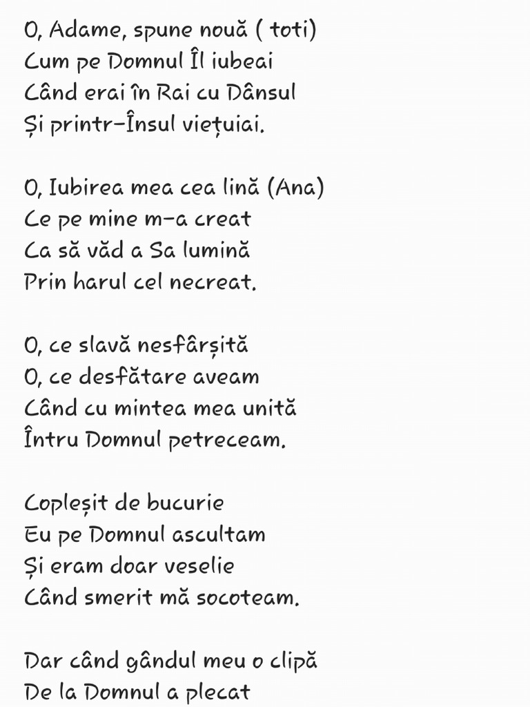 O Adame, Spune Nouă - 251111 - 125009 | PDF
