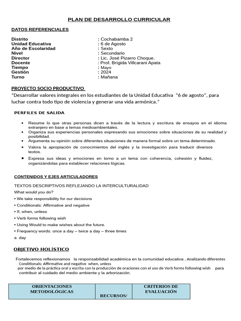 PDC 6to Sec Ingles Mayo 2023 | PDF | Aprendizaje