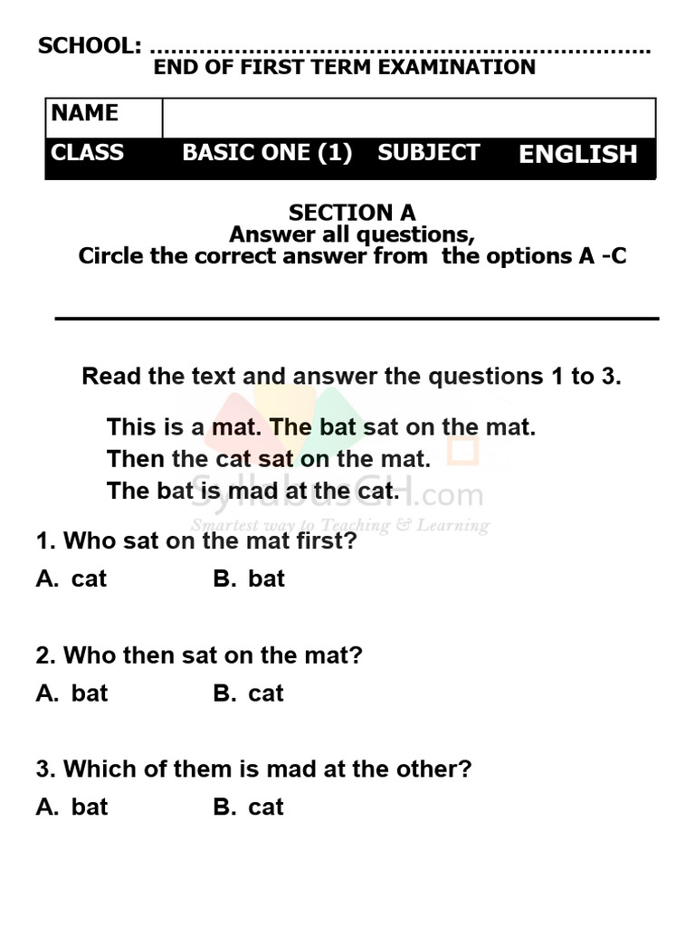Basic English Exam for Young Learners | PDF