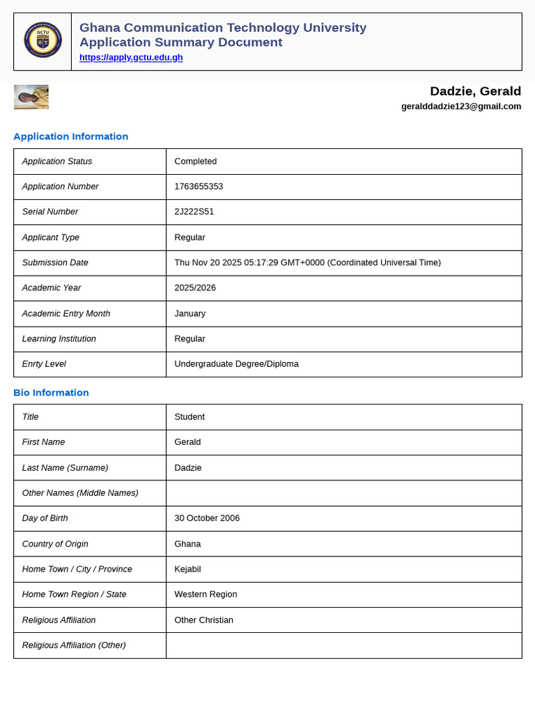 Application Summary Export 1763659151o | PDF
