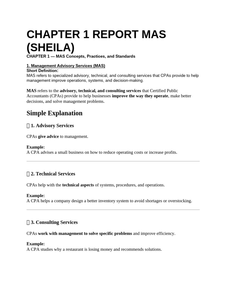 Chapter 1 Report Mas (Sheila) : Simple Explanation | PDF | Certified ...