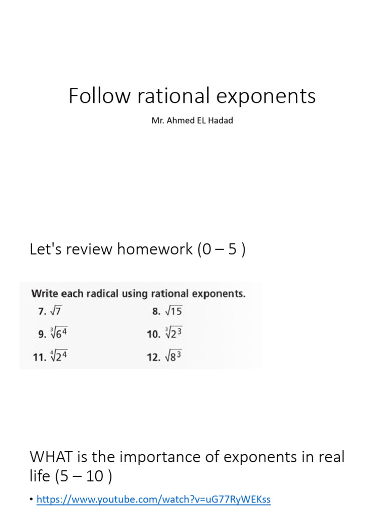 Follow Rational Exponents | PDF