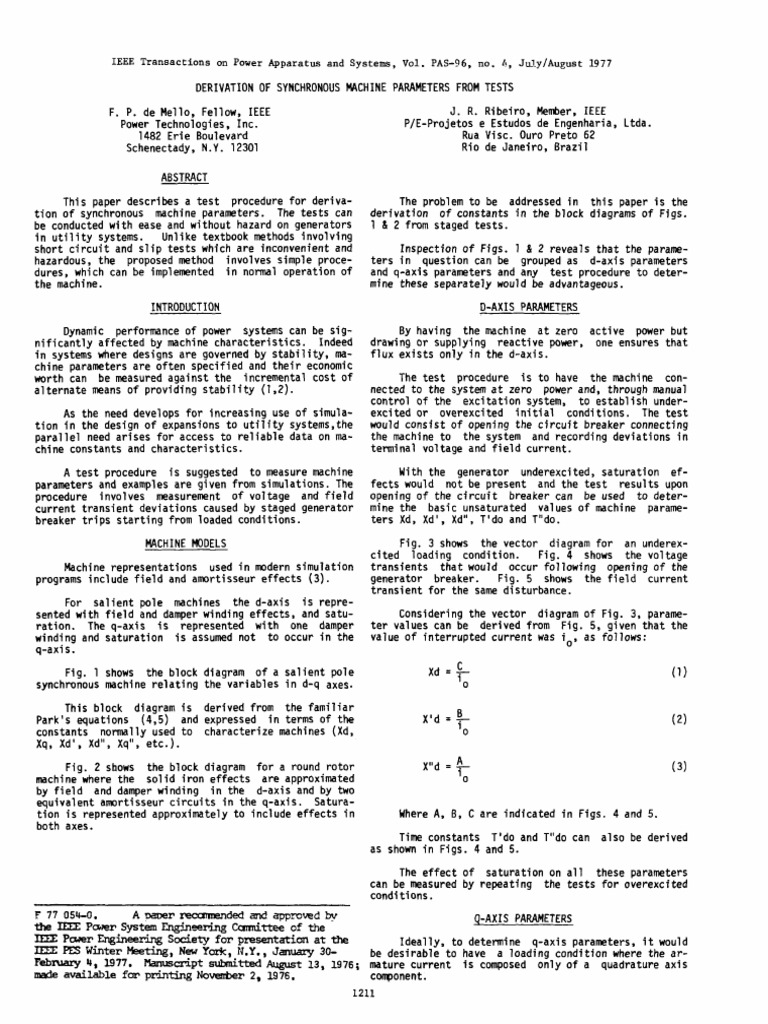 Synchronous Machine Parameter Testing | PDF | Electrical Engineering ...
