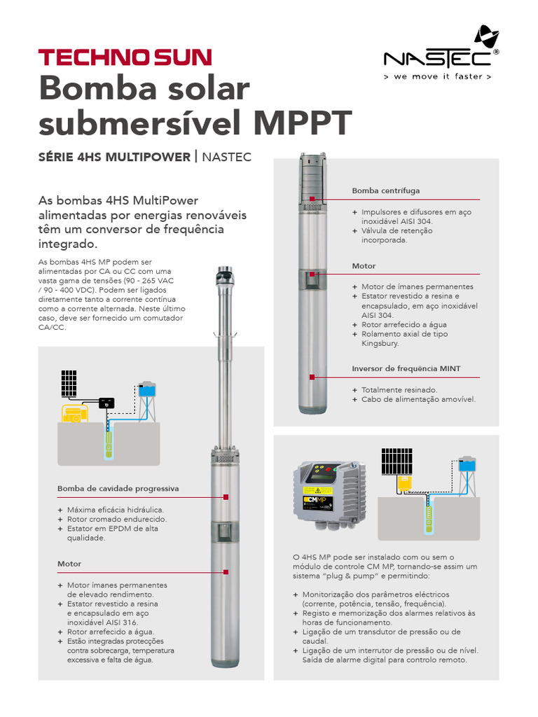 Bomba Solar Submersível 4HS Multipower | PDF | Bomba | Corrente alternada