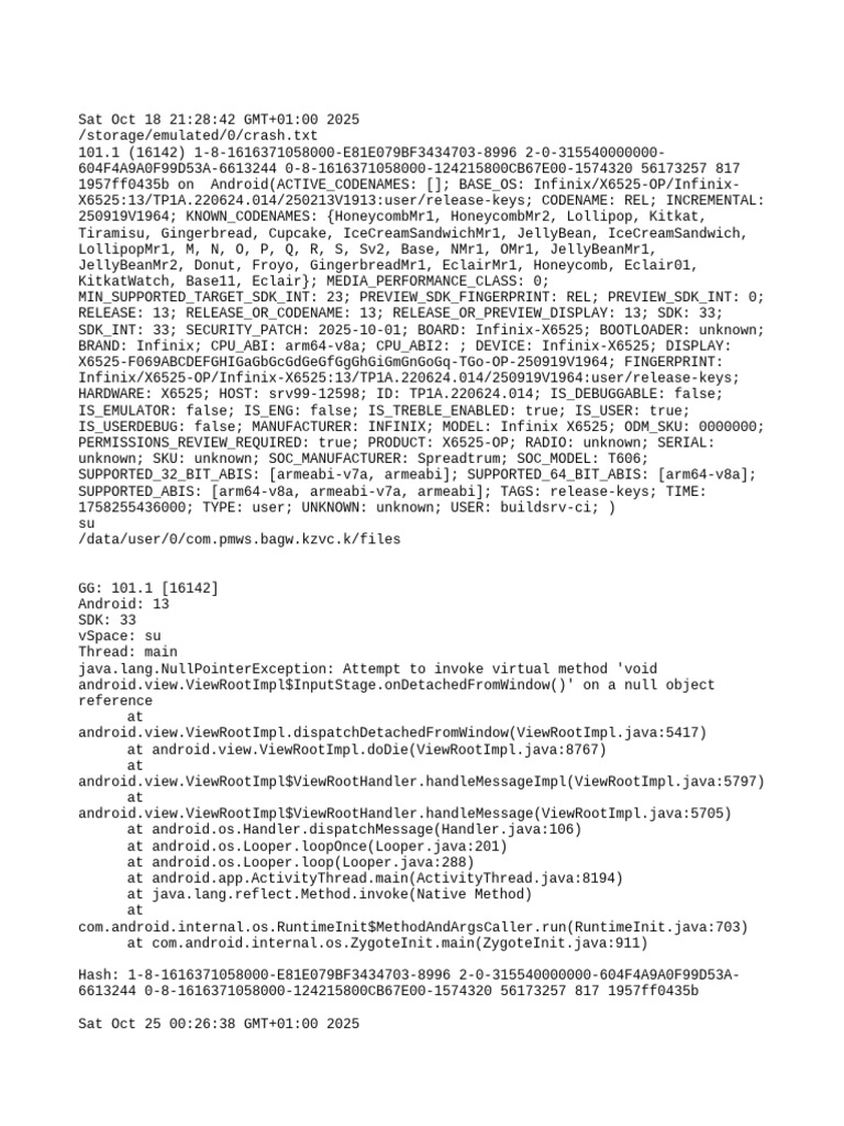 Infinix X6525 Android Crash Report | PDF | Arm Architecture | Android ...