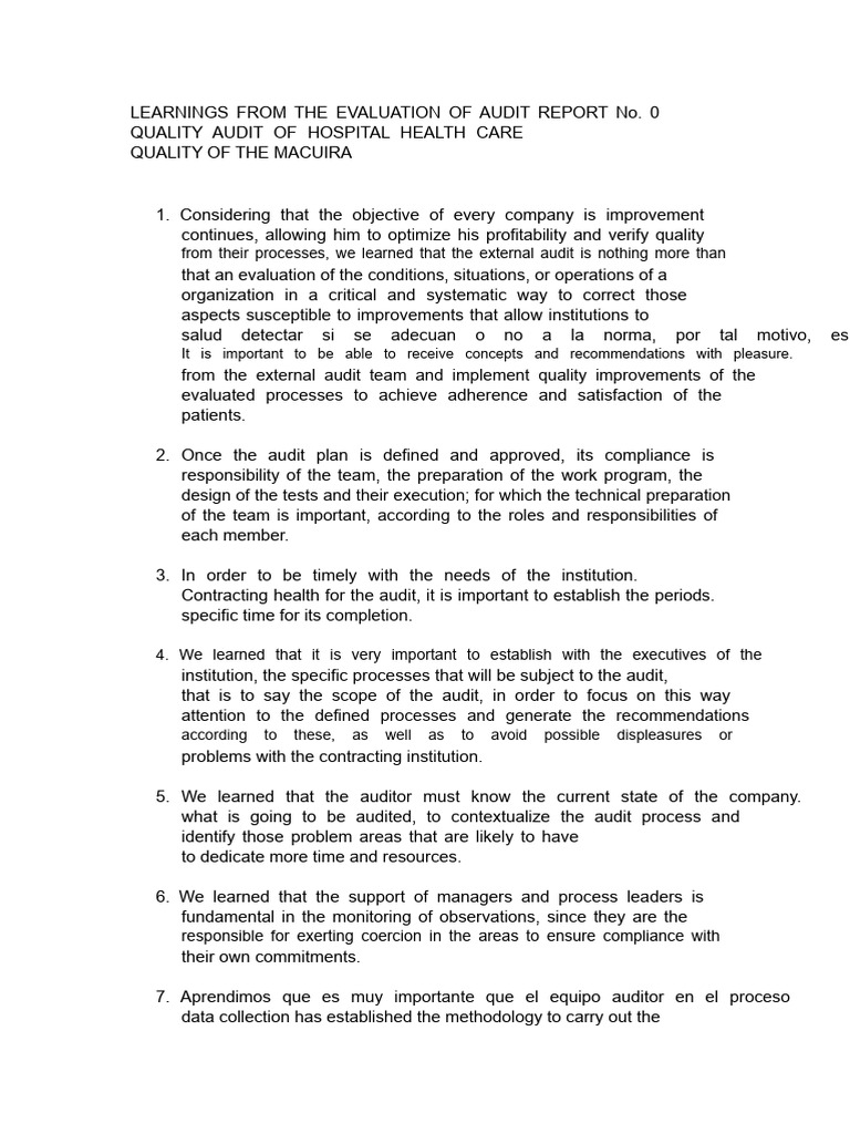 Lessons Learned Audit | PDF | Audit | Evaluation