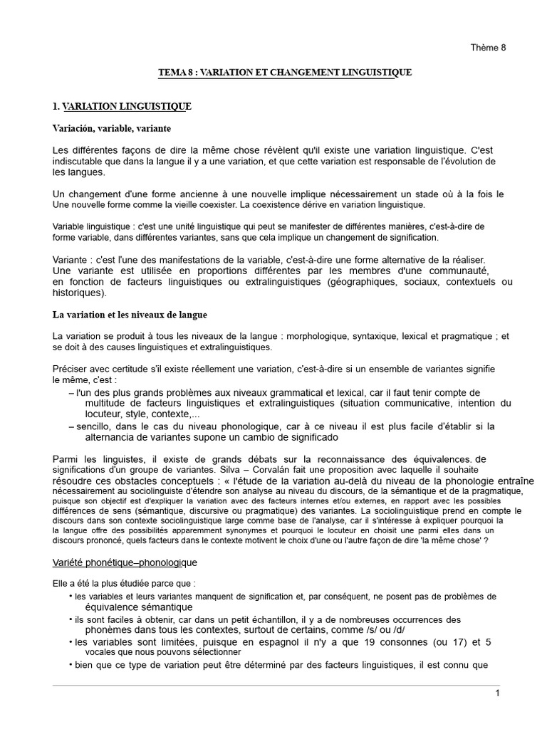 Variation et changement linguistique | PDF | Dialecte | Accent