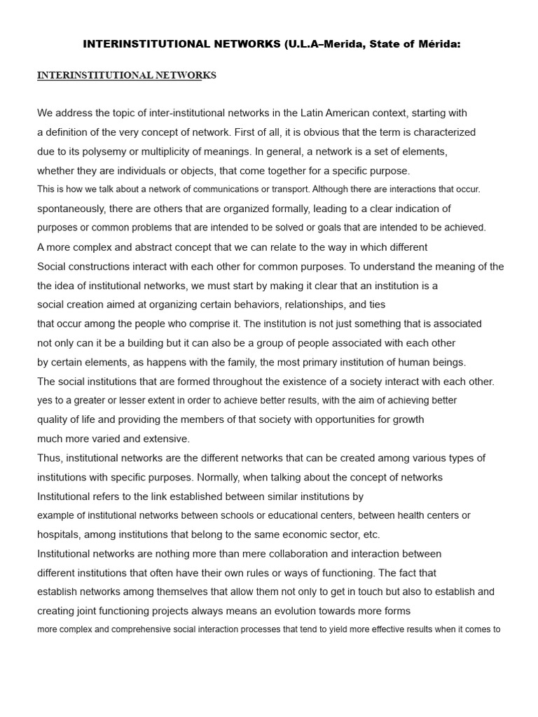 Understanding Inter-Institutional Networks | PDF | Social Network ...