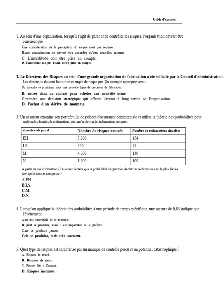 Guide d'examen sur la gestion des risques | PDF | Risque | Gestion des ...