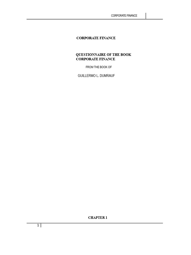 Corporate Finance Principles Overview | PDF | Book Value | Financial Risk