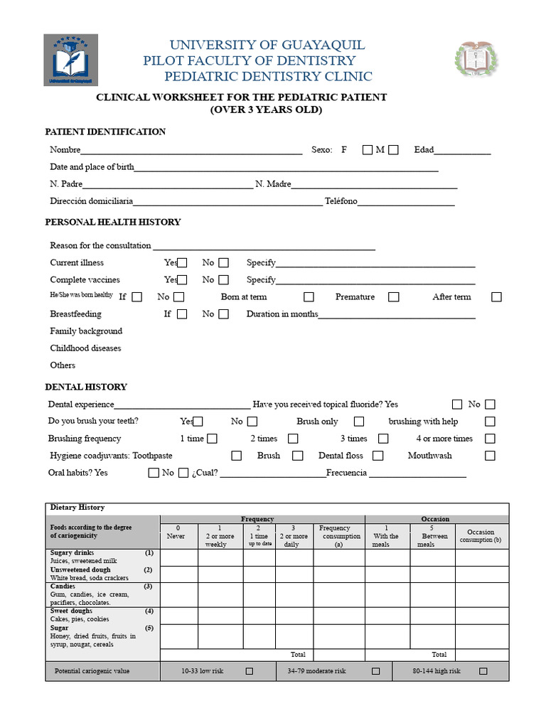 Pediatric Dentistry Clinical Record Ci 2019-2020 | PDF | Dentistry | Candy