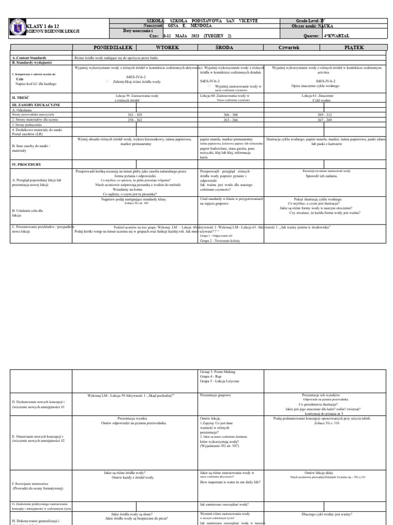 DLL - Science 4 - Q4 - W2 | PDF