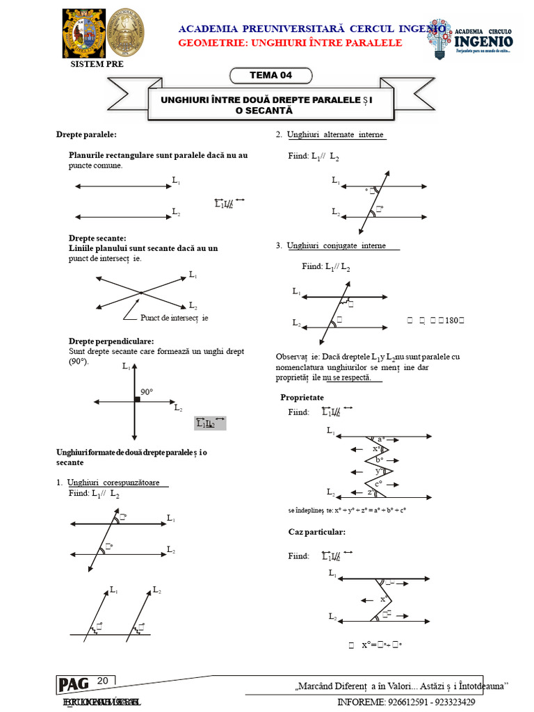 Geometrie Unghiuri Între Paralele S - 4 | PDF
