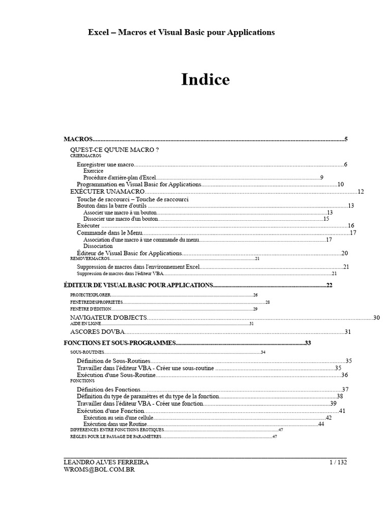 Excel : Guide des Macros et VBA | PDF | Visual Basic for Applications ...