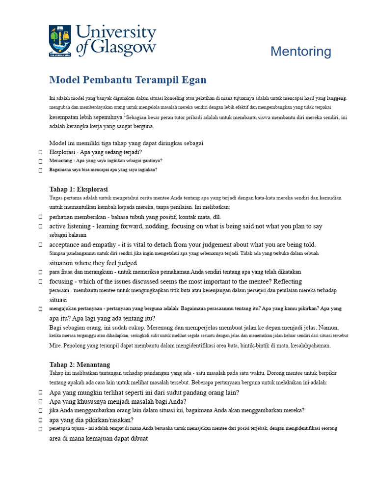 Model Pembantu Terampil Egan dalam Mentoring | PDF
