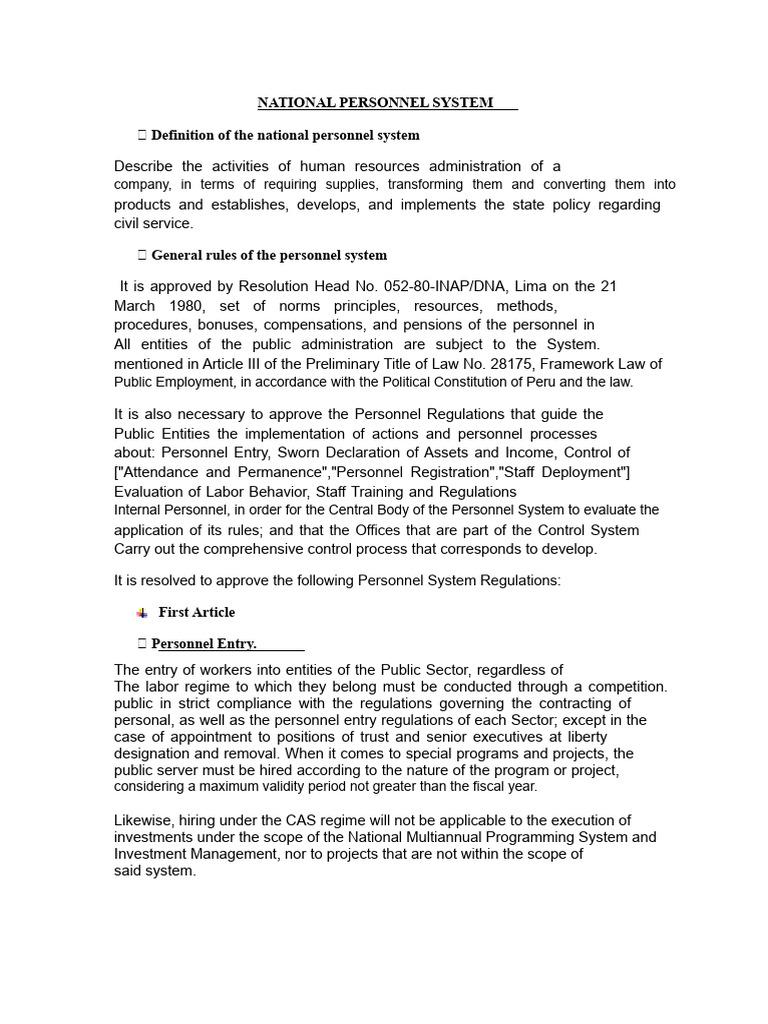 National Personnel System Overview | PDF | Employment | Human Resources