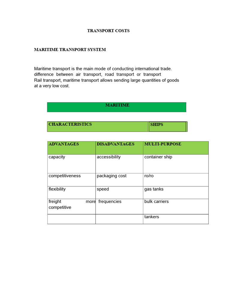 Transport Costs | PDF | Cargo | Transport